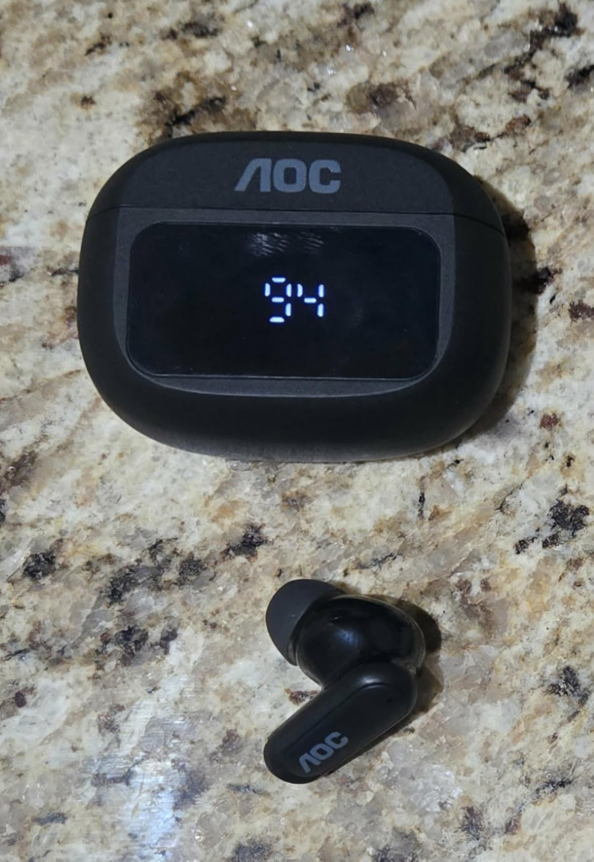 AOC Noise Cancelling Wireless Earbuds, 39dB ANC, 45H, LED Display, Black | in Ear Bluetooth 5.4 Headphones with 6 ENC Mic, Transparency Mode, Deep Bass Sound, 36 EQs via App, Fit for Sports, Commuting customer photo 2