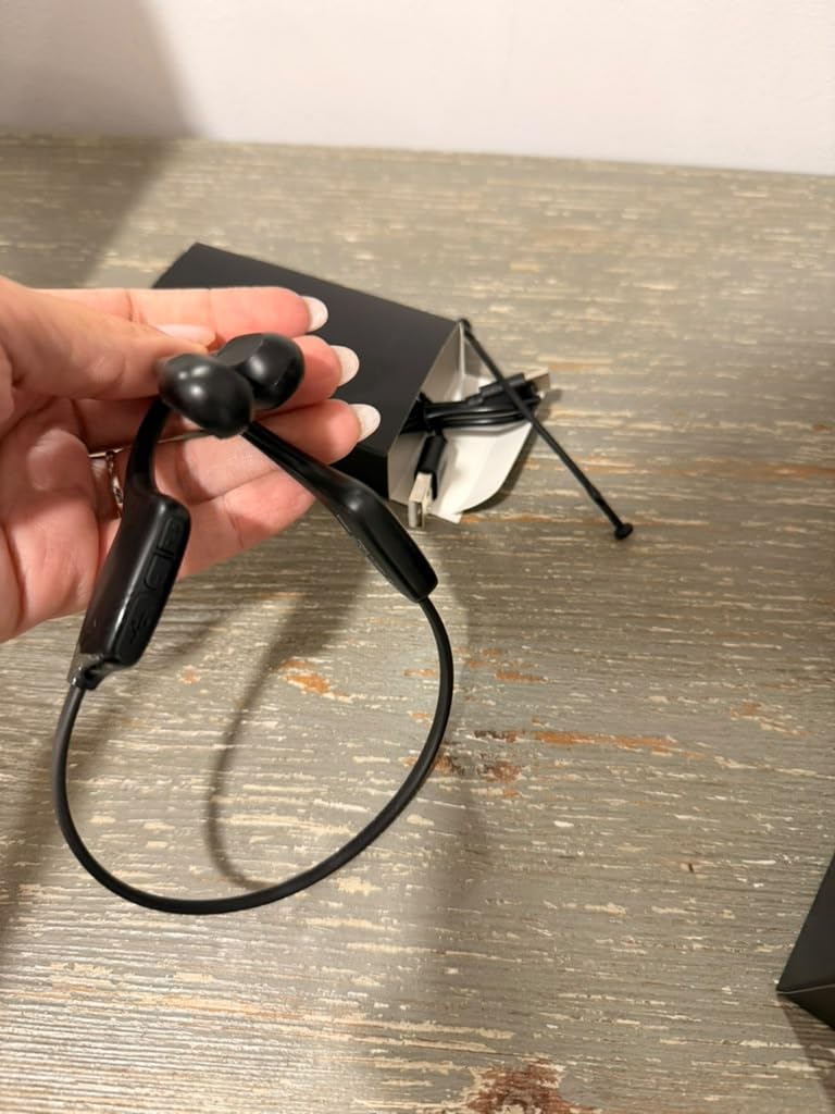 Bone Conduction Headphones, Bluetooth 5.4 Open-Ear Sport Headset with Mic, 10H Playtime, IP55 Waterproof, 22g Lightweight Skin-Friendly Headphones for Gym, Cycling & Running (Deep Black) customer photo 2