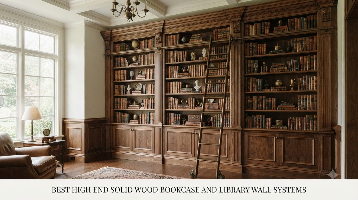 best high end solid wood bookcase and library wall systems