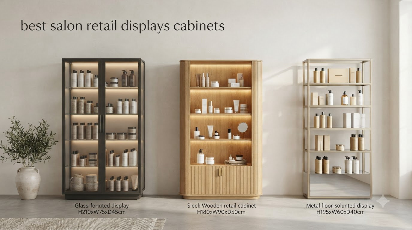 best salon retail displays cabinets