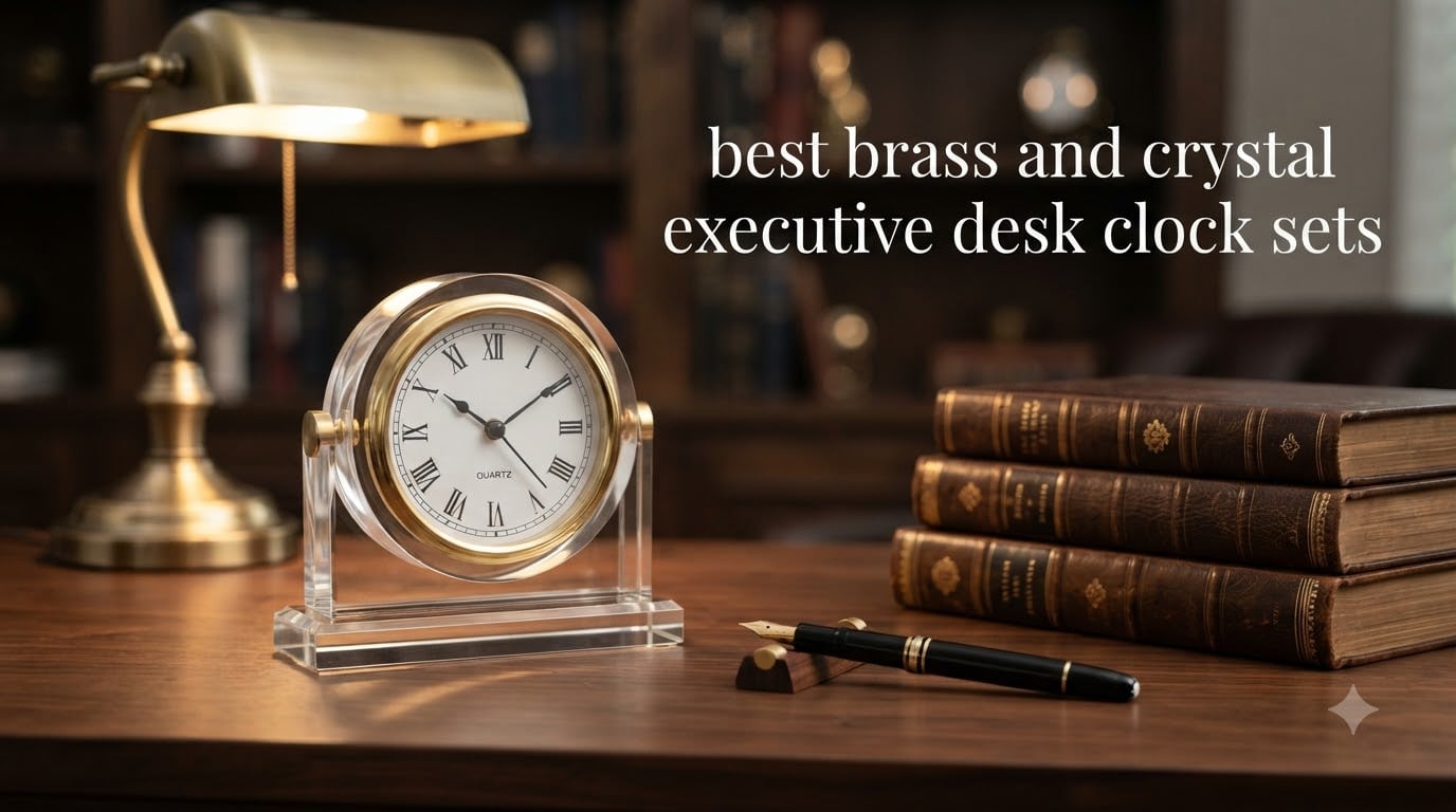 best brass and crystal executive desk clock sets