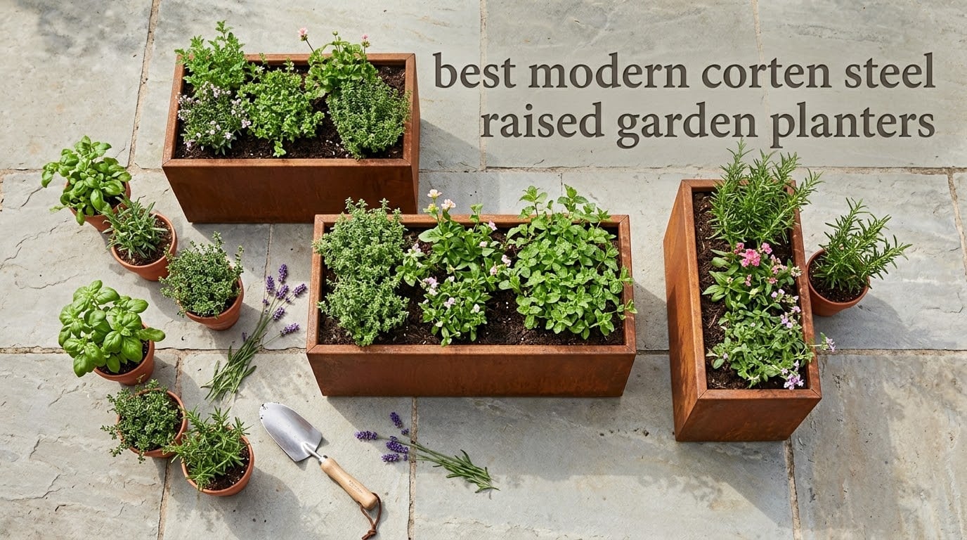 best modern corten steel raised garden planters
