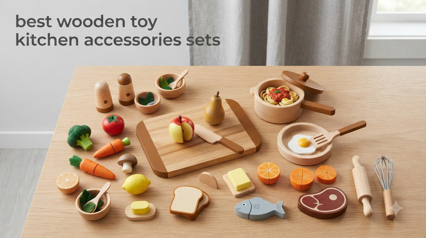 best wooden toy kitchen accessories sets
