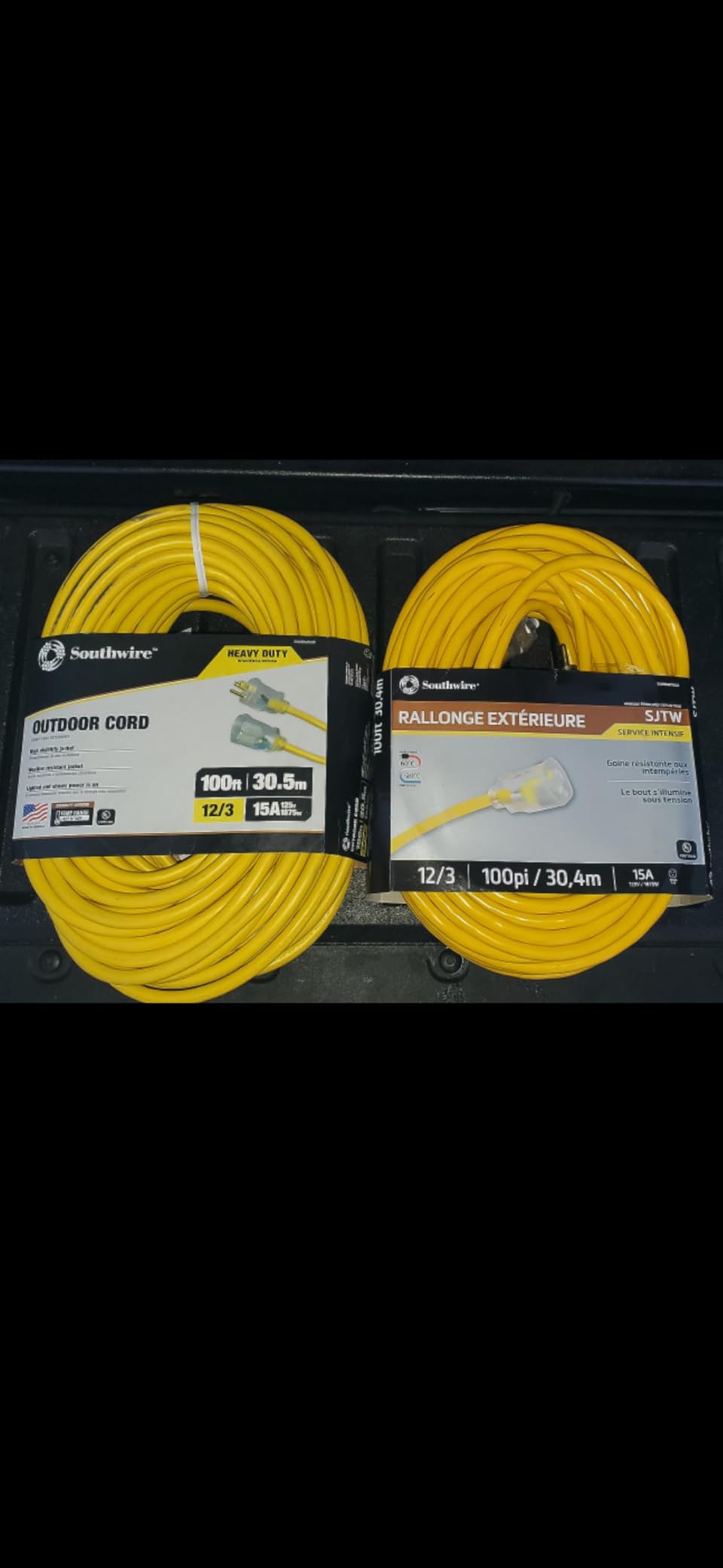 Southwire Outdoor Extension Cord – Durable Vinyl Jacket for For Farm, Ranch & Workshop - Lighted End With Reinforced Blades - SJTW, Yellow - 12 Gauge, 3 Prong - 50 Feet customer photo 1