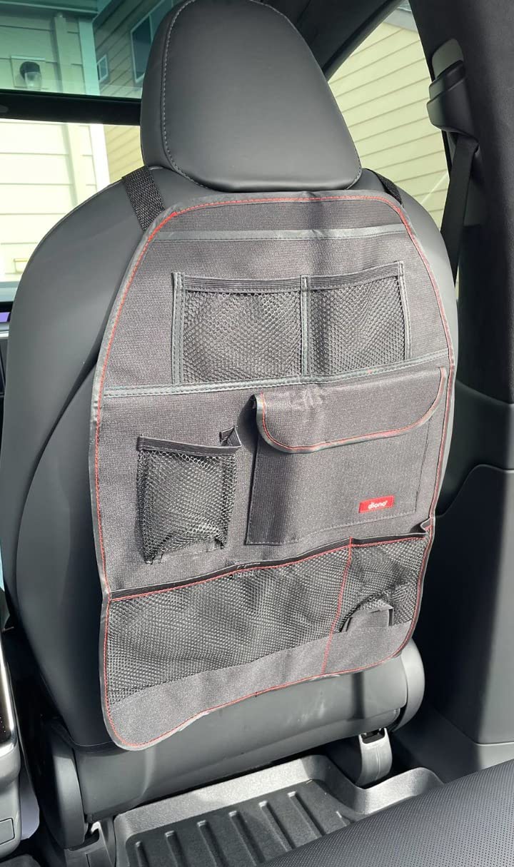 Diono Stow 'n Go Car Back Seat Organizer for Kids, Kick Mat Back Seat Protector, with 7 Storage Pockets, 2 Drinks Holders, Water Resistant, Durable Material, Black , 18x10x9 Inch (Pack of 1) customer photo 1