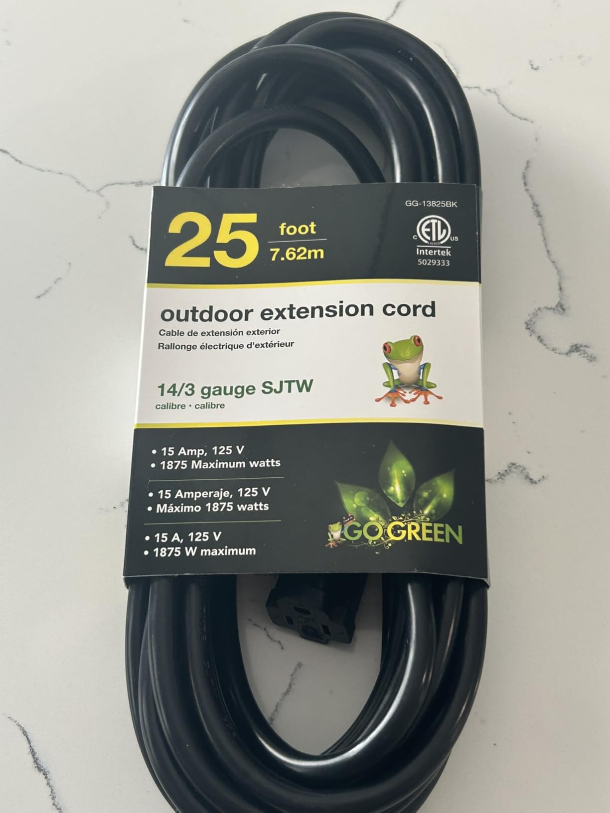 Go Green Power Inc. 14/3 25ft Black Outdoor Extension Cord - Contractor Grade SJTW Cable - Moisture & Abrasion Resistant - Heavy Duty, Molded Plugs - Ideal for Outdoor Tools & Equipment customer photo 1