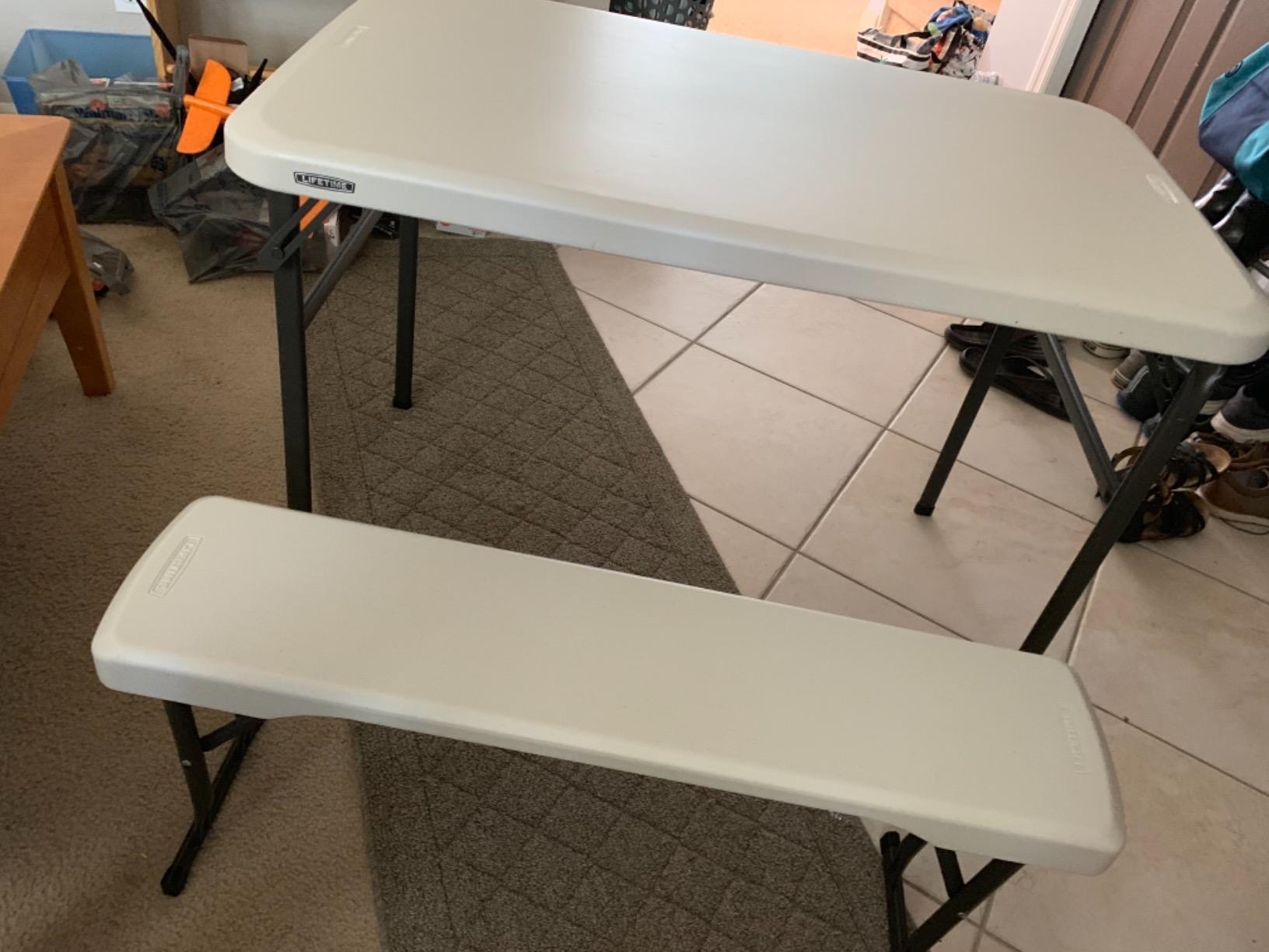 LIFETIME 80373 Portable Folding Camping RV Picnic Table and Bench Set, Almond customer photo 1