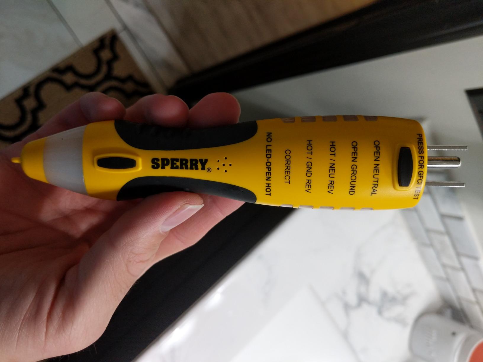 Sperry Instruments VD7504GFI DualCheck 2-in-1 Non-Contact Voltage Detector + GFCI Outlet Circuit Analyzer, 360° Visual & Audible Indicators, 50-1000V AC, 250 lb. Crush Rating customer photo 1