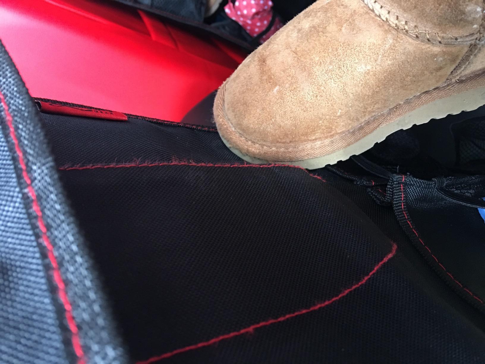 Lusso Gear Backseat Car Organizer- Kick Mat Protects Against Kids Feet - 12 Large Storage Pockets - iPad,Tablet, Water Bottle Holder- Durable, Heavy Duty Road Trip Essential (Black) customer photo 1