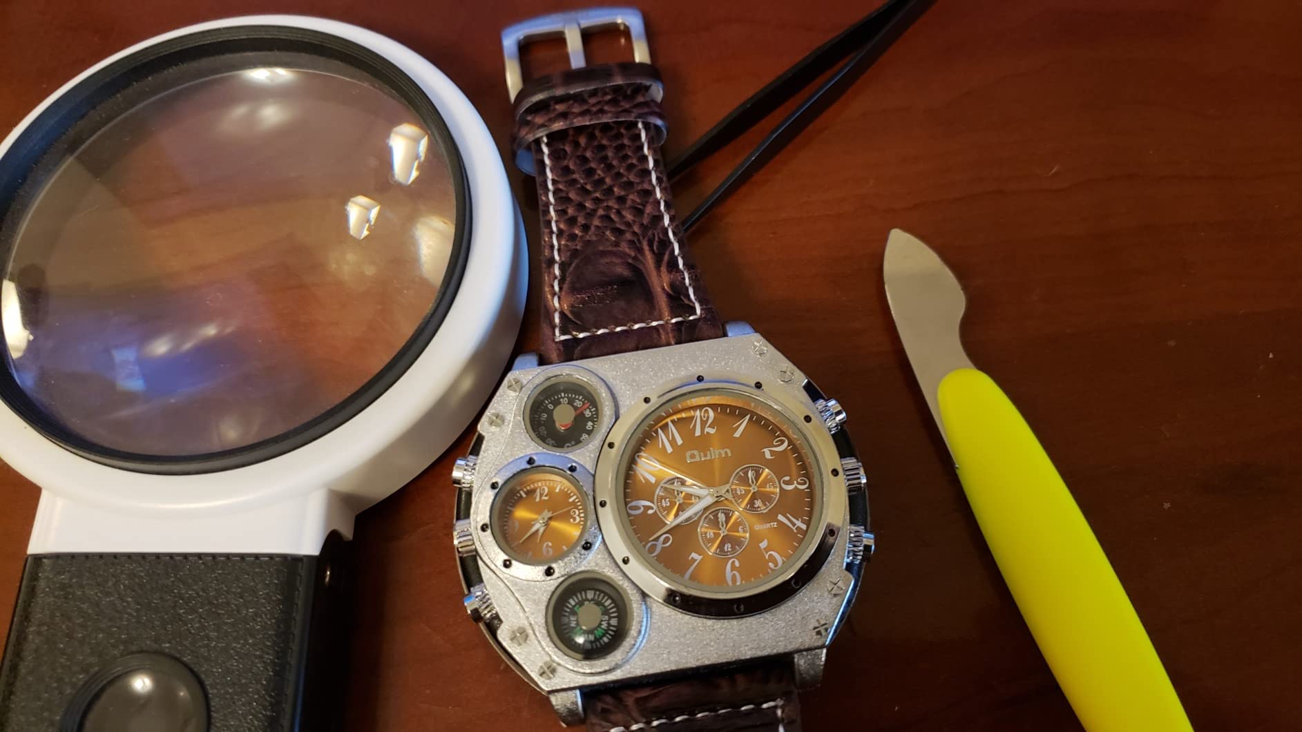 Avaner Men's Leather Wrist Watches: Oversized Big Face, Steampunk Retro customer photo 2