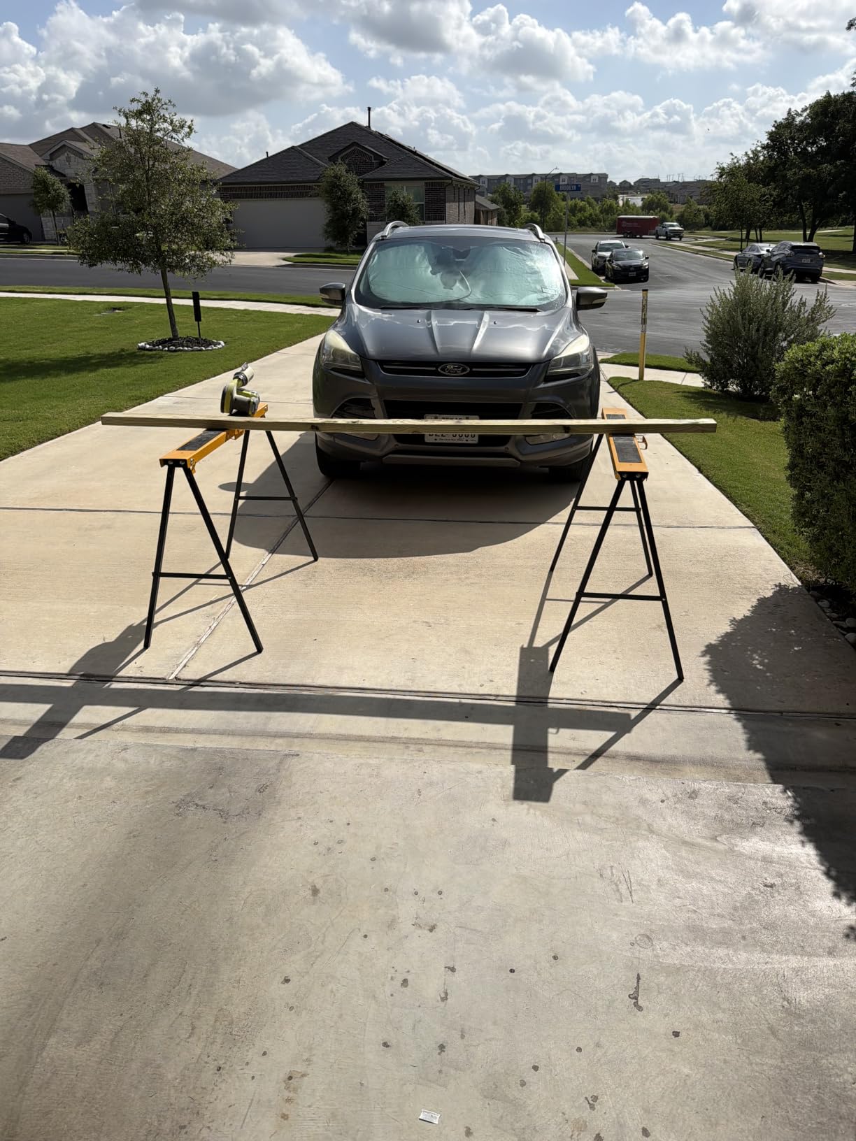 Forup Portable Folding Sawhorse, Heavy Duty Twin Pack, 275 lb Weight Capacity Each 2 Pack (Yellow) customer photo 2