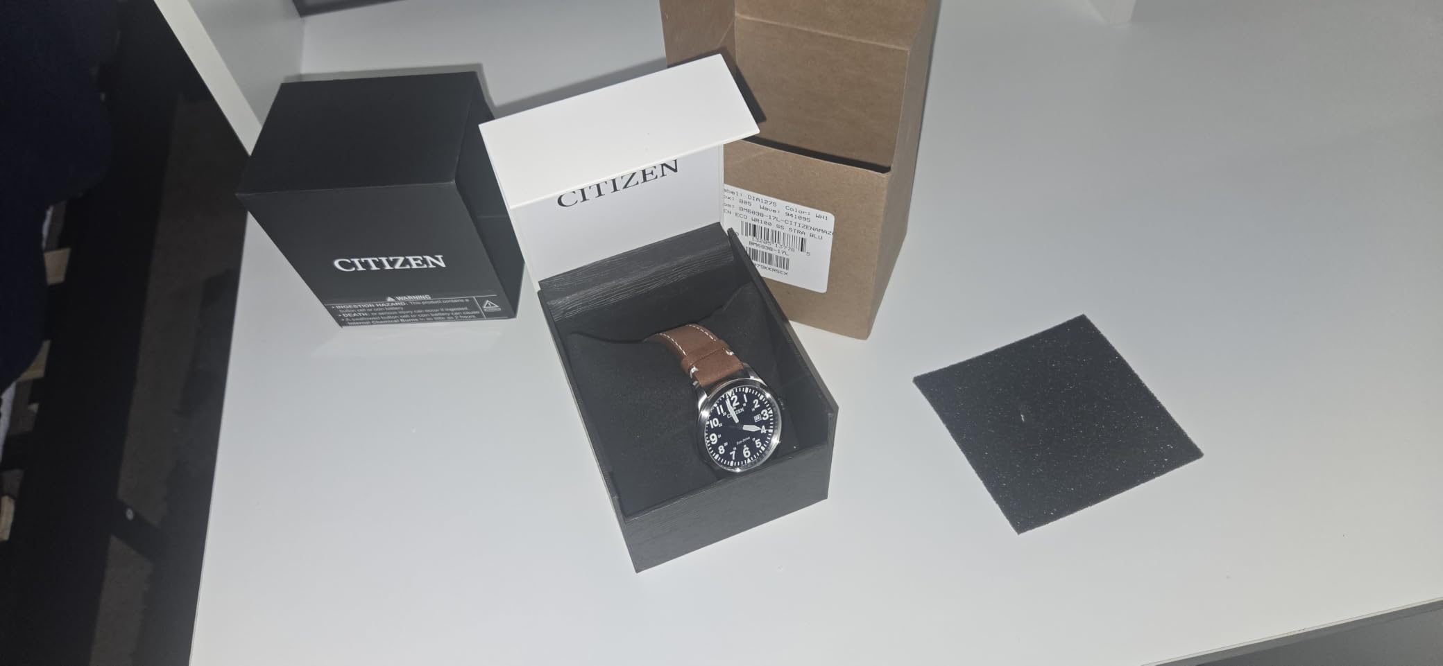 Citizen Men's Sport Casual Garrison 3-Hand Date Eco-Drive Leather Strap Watch, Arabic Markers, Stainless Steel, Field Watch customer photo 2