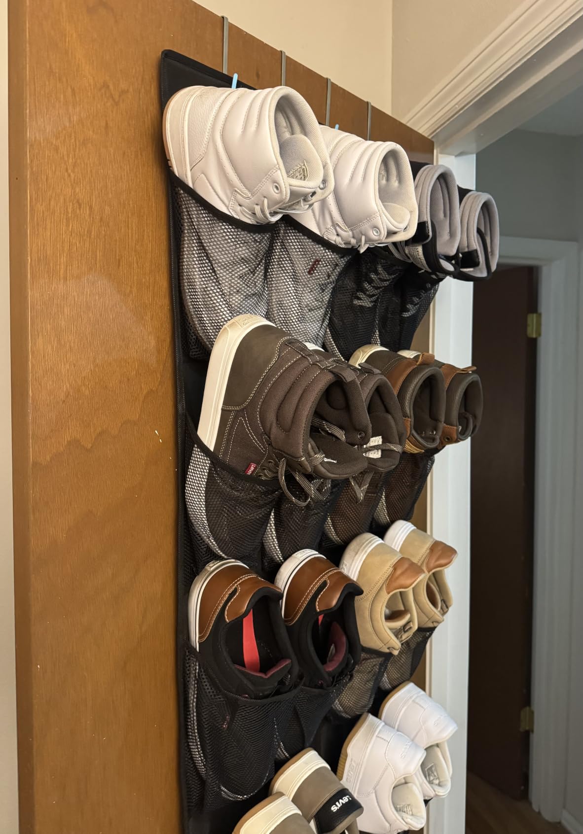 GORILLA GRIP Over the Door Shoe Organizer, 24 Large Pockets, Black customer photo 2