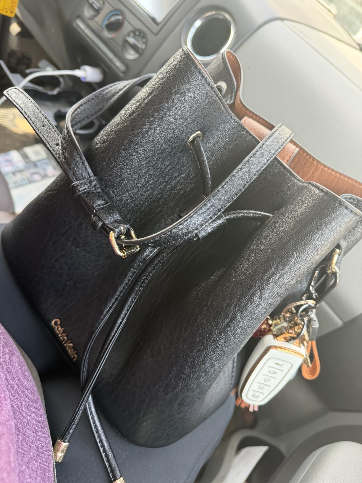 Calvin Klein Women's Gabrianna Novelty Bucket Shoulder Bag customer photo 2