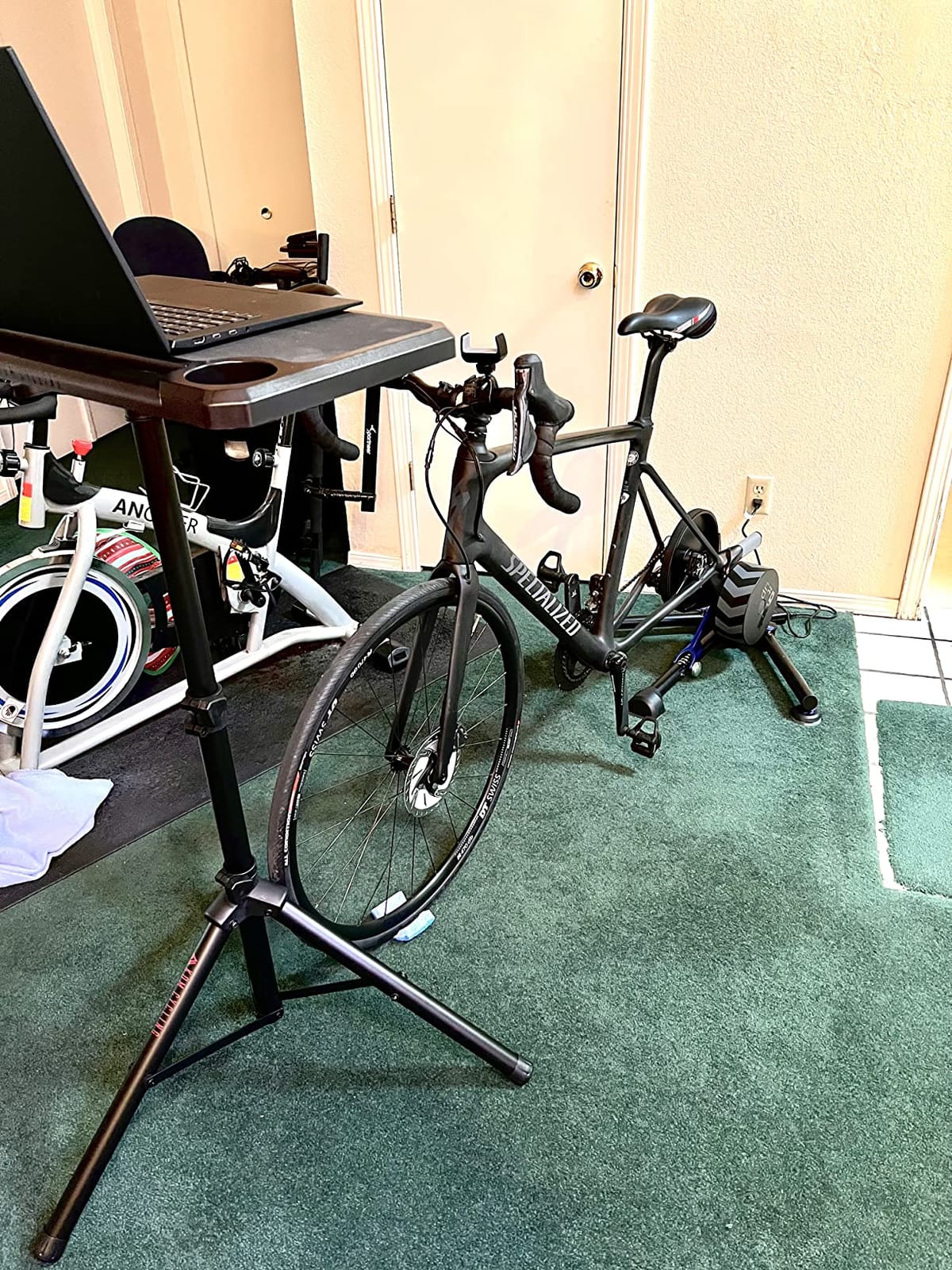 KOM Cycling Media Display - Indoor Cycling Desk for Bicycle Trainer - Bike Desk Creates Rad Indoor Cycling Pain Cave - Perfect for Displaying Zwift, TR, and Wahoo SUF! customer photo 2
