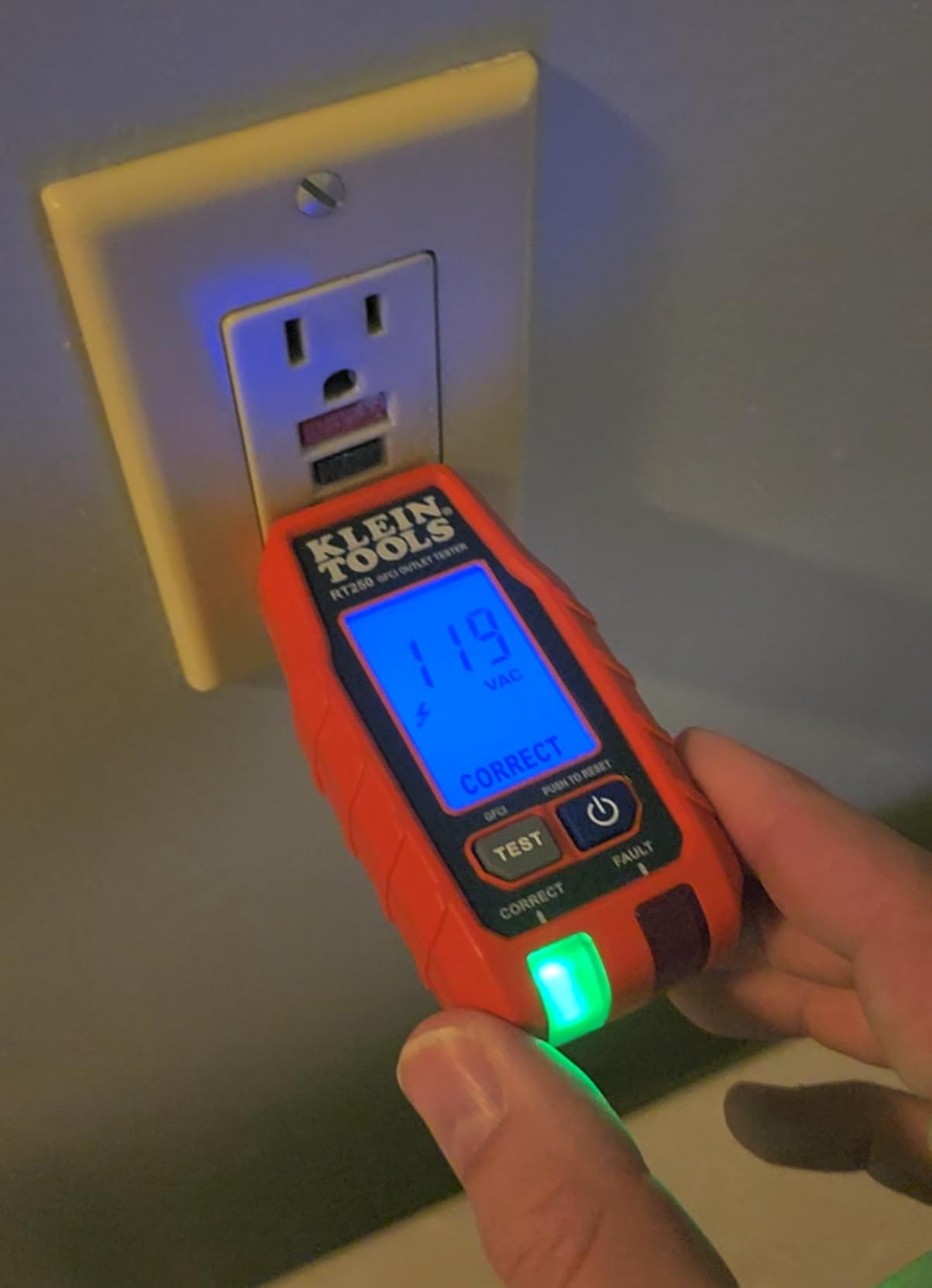 Klein Tools RT250 GFCI Outlet Tester with LCD Display, Electric Voltage Tester for Standard 3-Wire 120V Electrical Receptacles customer photo 1
