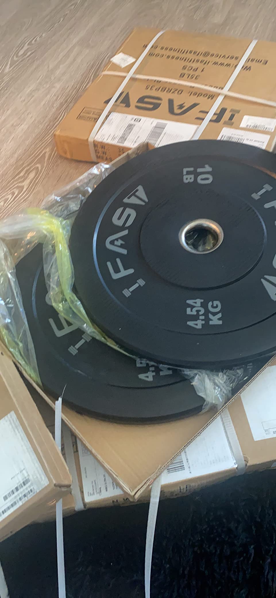 IFAST Olympic Bumper Weight Plates, Rubber Plate with 2-Inch Steel Insert Rubberized Weightlifting Barbell Plates 10LB/15LB/25LB/35LB/45LB/55LB, Pairs or Sets customer photo 1