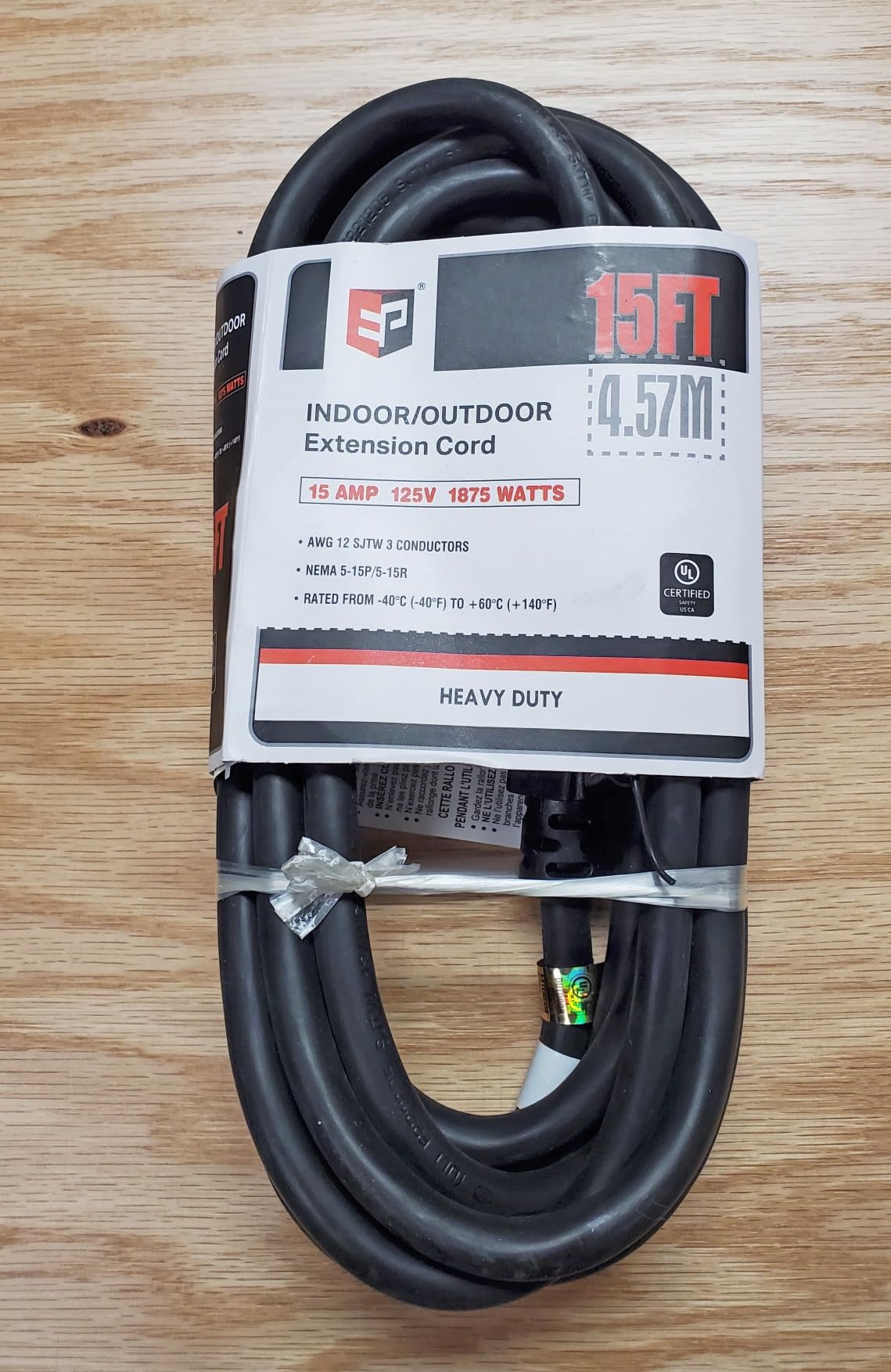 EP 50 Ft Heavy Duty Outdoor Extension Cord, 12/3 SJTW Black 3-Prong customer photo 1