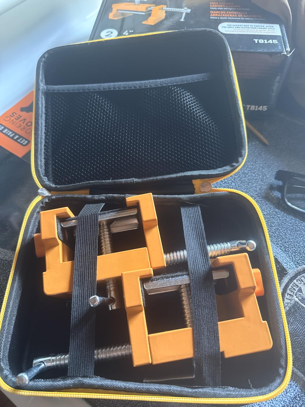 MANRAM Cabinet Clamps 2 Pack, Heavy Duty Cast Steel Face Frame Alignment Tool with Integrated Drill Guide, EVA Protective Pads and Carrying Case for Cabinet Installation customer photo 2