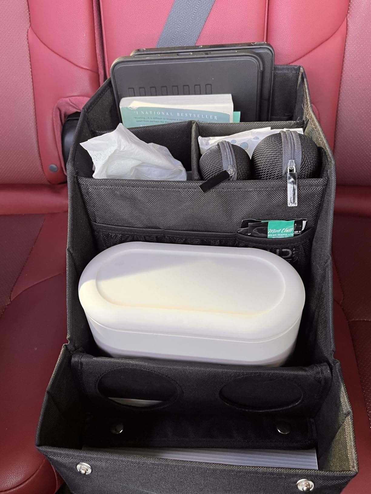MULISOFT Car Backseat Organizer with 11 Compartments & 2 Cup Holders, Black customer photo 2