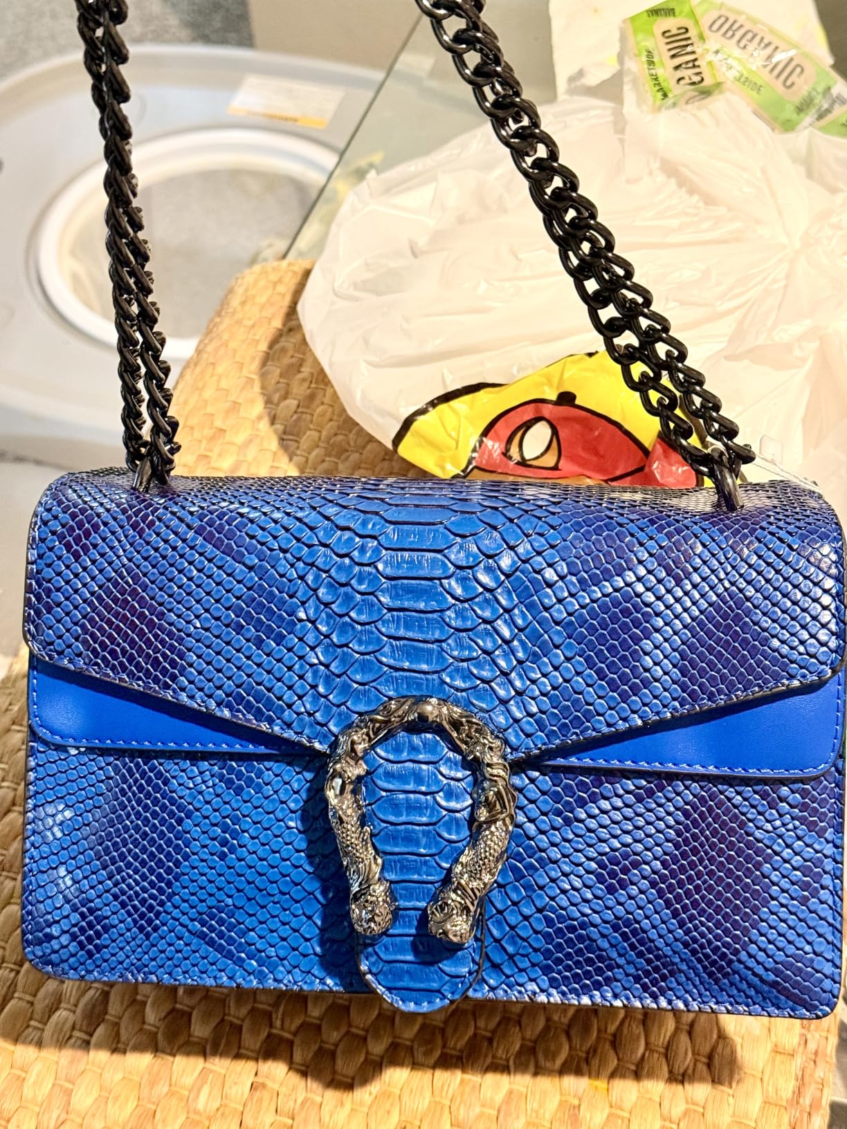MYHOZEE Crossbody Bags for Women - Snake Printed Clutch Purses Leather Chain Shoulder Bags Evening Handbags customer photo 2