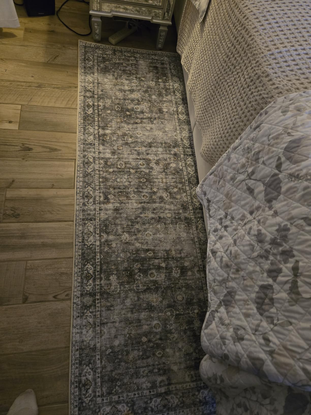 Runner Rug Hallway Runner Rug Washable Kitchen Runner Rugs with Rubber Backing 2'6''x8' 100% Polyester Vintage Rug for Entryway Indoor, Kitchen, Laundry, Bedroom (Grey and Brown) customer photo 2