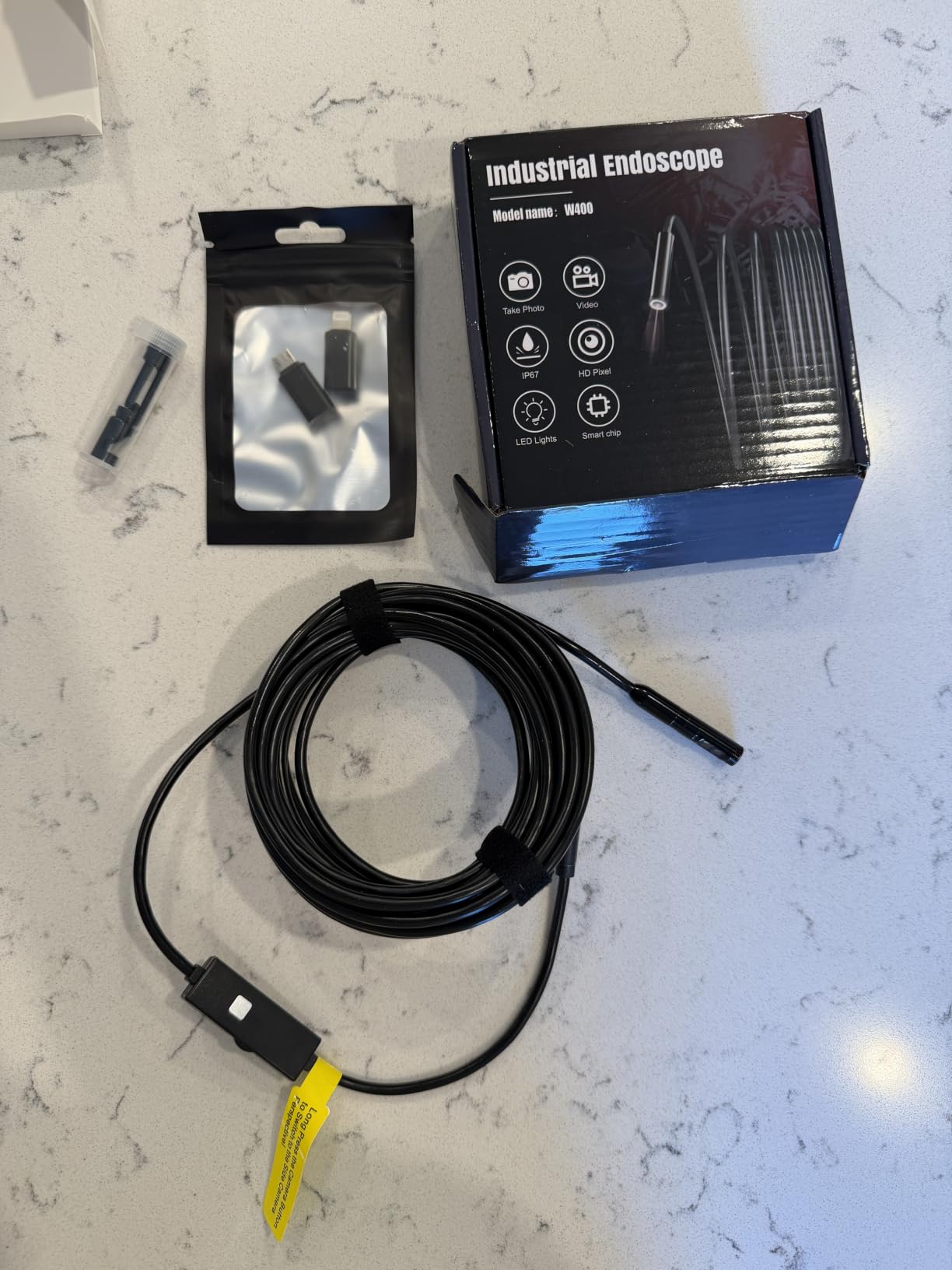 Endoscope Camera with Light,1920P HD Borescope Tools with 8 Adjustable LED Lights, Endoscope with Semi-Rigid Snake Camera, IP67 Waterproof Inspection Borescope for iOS and Android-16.4ft Dual-Lens customer photo 2