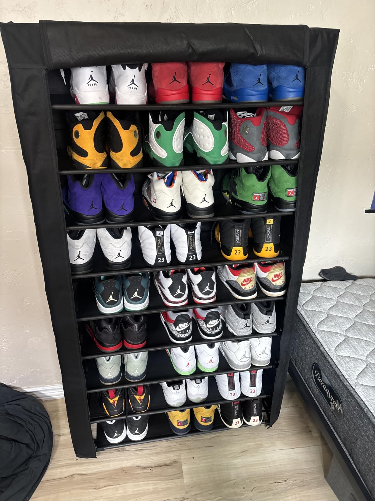 LANTEFUL Shoe Rack with Covers - 10 Tiers Tall Shoe Rack Organizer Large Capacity Shoe Shelf Storage 40 Pairs Space Saving Vertical Shoe Storage Organizer for Closet, Entryway, Dorm, Bedroom customer photo 1