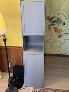 VASAGLE Tall Storage Cabinet, with Removable Laundry Basket, Cloud White customer photo 2