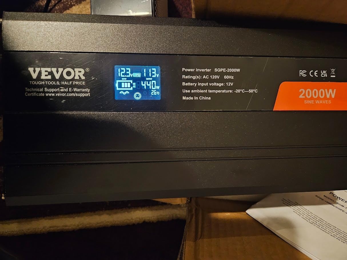 VEVOR Pure Sine Wave Inverter 3000 Watts 12V DC to 120V AC Power Inverter customer photo 2