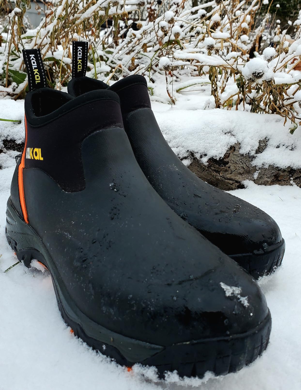 Kalkal Men's Rubber Boots, Waterproof Ankle Rain Boots, Insulated Working Booties with Comfortable Sports Sole, Outdoor Mud Boots for Yard Chore customer photo 1