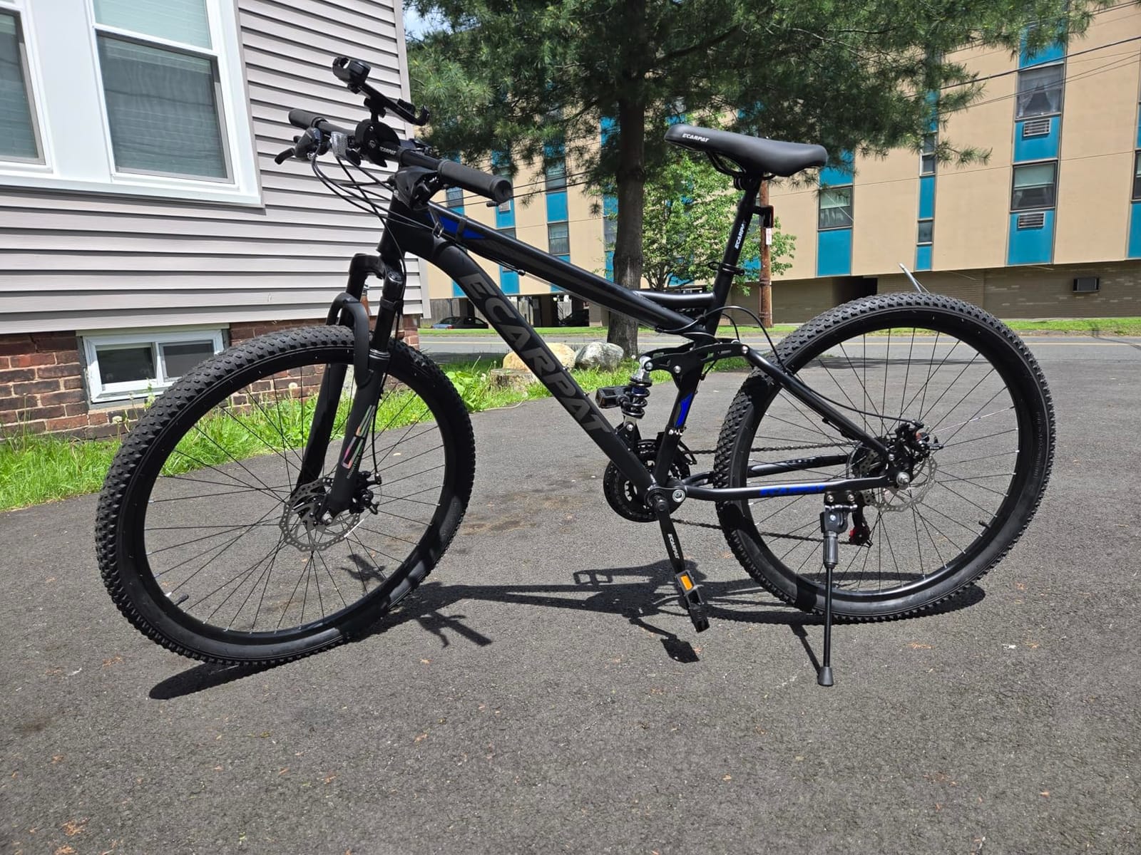 Ecarpat Mountain Bike 24 26 Inch, Dual Full Suspension Mens Womens Bike, 21 Speeds Dual Disc Brake Carbon Steel Bike, Boys Mens Mountain Bike for School Work Summer Camping customer photo 1