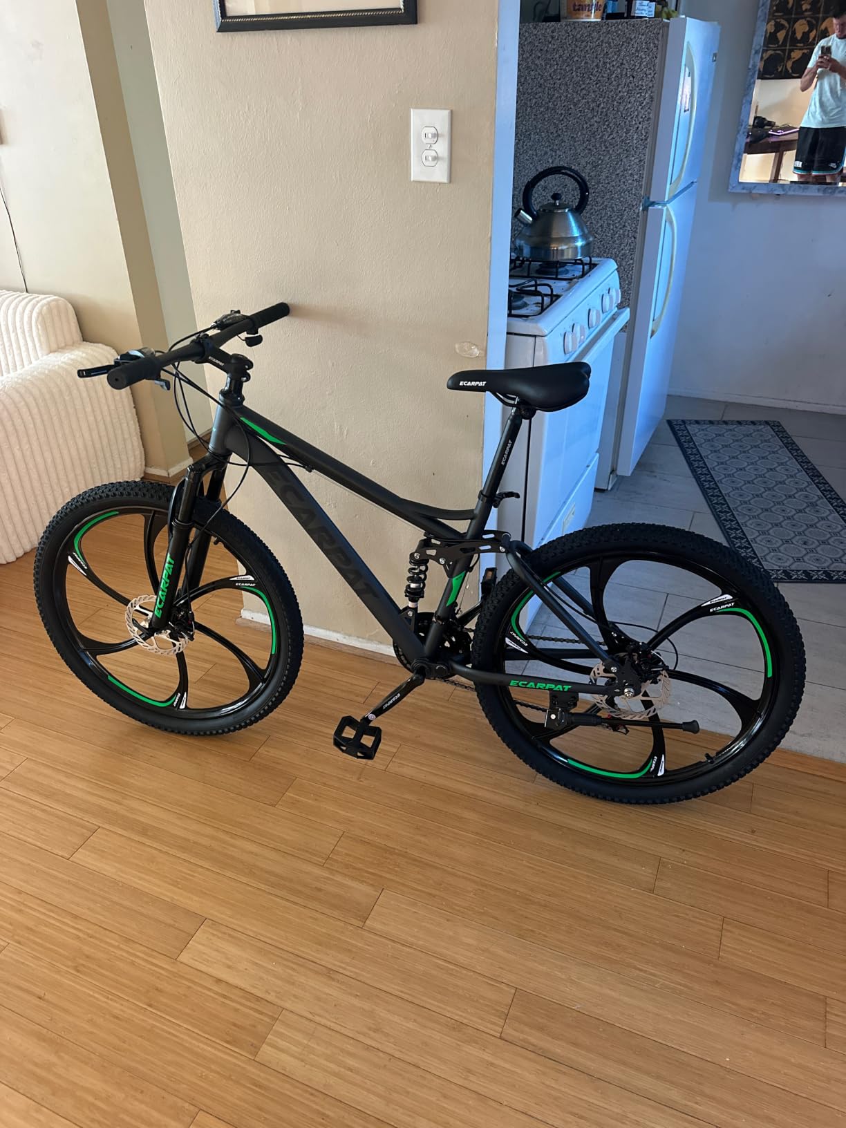 Ecarpat Mountain Bike 24 26 Inch, Dual Full Suspension Mens Womens Bike, 21 Speeds Dual Disc Brake Carbon Steel Bike, Boys Mens Mountain Bike for School Work Summer Camping customer photo 2