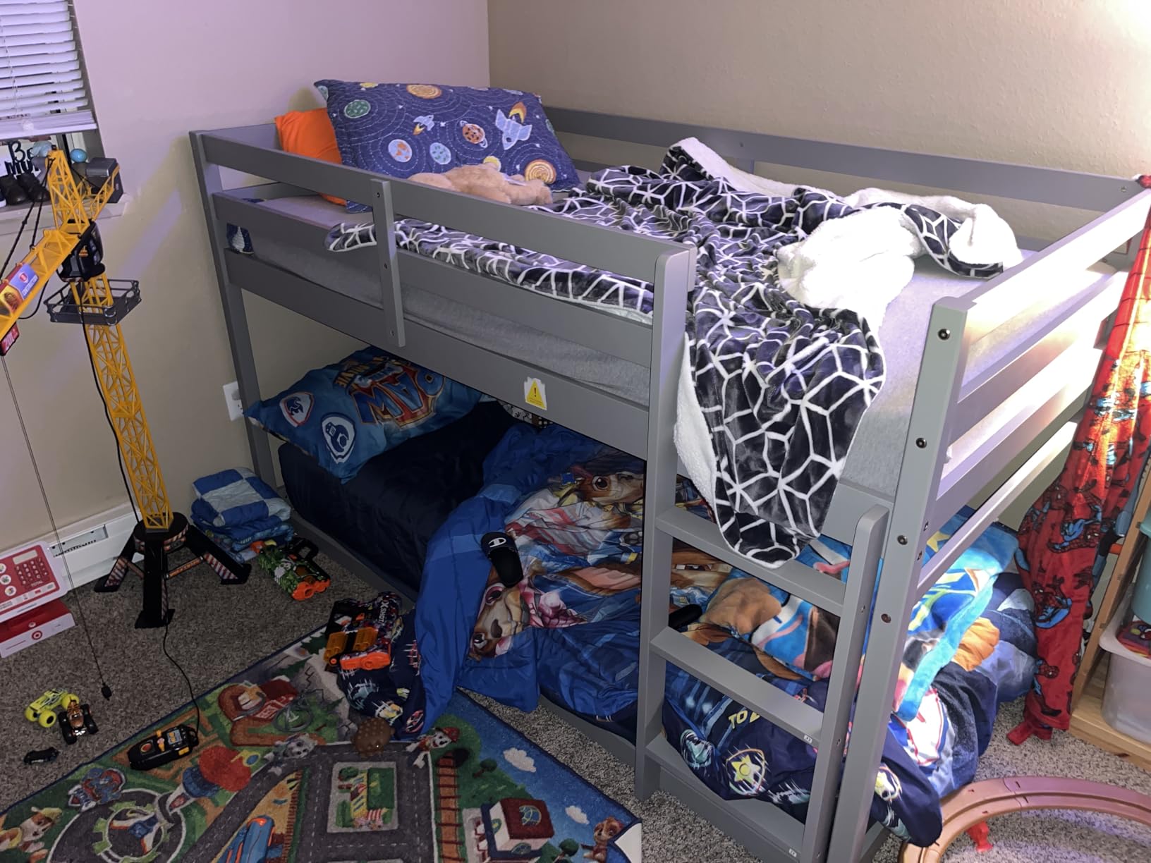 TOLEAD Low Bunk Bed Twin Over Twin, Floor Bunk Bed with Ladder, Twin Bunk Bed with Full Guardrails, Wooden Bunk Bed for Juniors, Boys, Girls, Kids, Bedrooms (Natural) customer photo 1