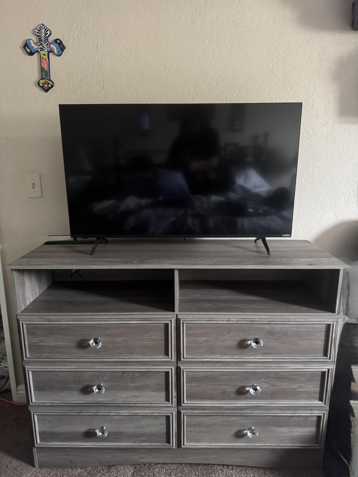 VVFLU 63”W Dressers for Bedroom, Grey Dresser with 10 Deep Drawer, Long Dressers & Chests of Drawers for Clothes, Easy Pulls Handle, Textured Borders, for Living Room, Hallway,Taupe Grey customer photo 1
