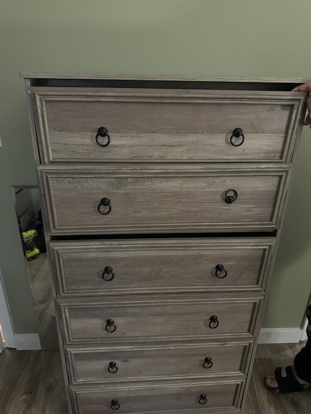 VVFLU 63”W Dressers for Bedroom, Grey Dresser with 10 Deep Drawer, Long Dressers & Chests of Drawers for Clothes, Easy Pulls Handle, Textured Borders, for Living Room, Hallway,Taupe Grey customer photo 2