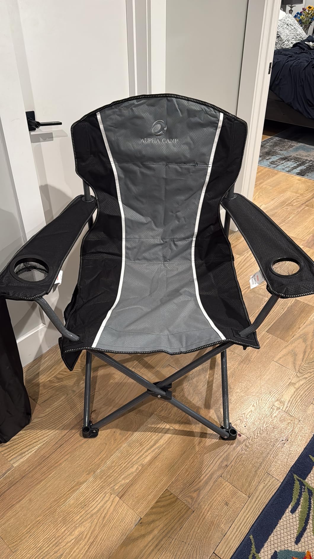 ALPHA CAMP Oversized Camping Folding Chair - Heavy Duty Steel Frame Support 350 LBS, Collapsible Padded Arm With Cup Holder, Quad Lumbar Back, Portable for Outdoor/Indoor customer photo 2