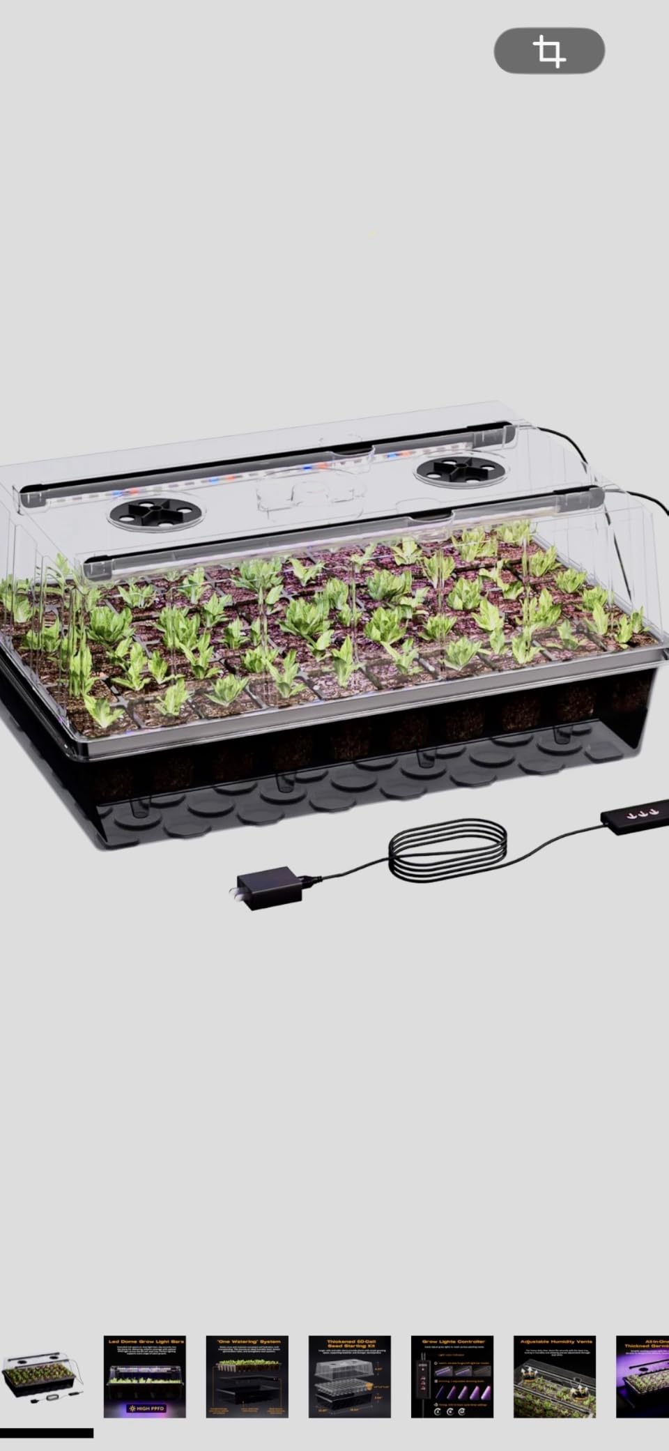 Patigrow 60-Cell Self-Watering Seed Starter Tray with Grow Light, Seed Starter Kit with 4.07” Humidity Dome, Indoor Seedling Starter Tray, Seed Starting Trays for Plant Germination, Seeds Growing customer photo 1