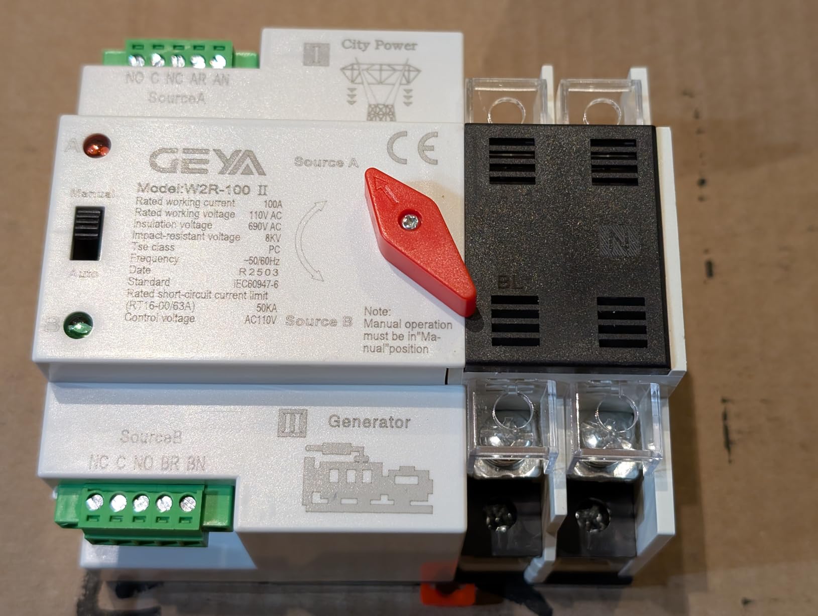 100Amp AC110V Automatic/Manual Transfer Switch 2P 50/60Hz, 2POLE 100A Mini ATS Solar Auto Dual Power Switch for Home Generator, Din Rail Mounted Cn Automatic Changeover Fast Transfe for Rv, Lv Power customer photo 2