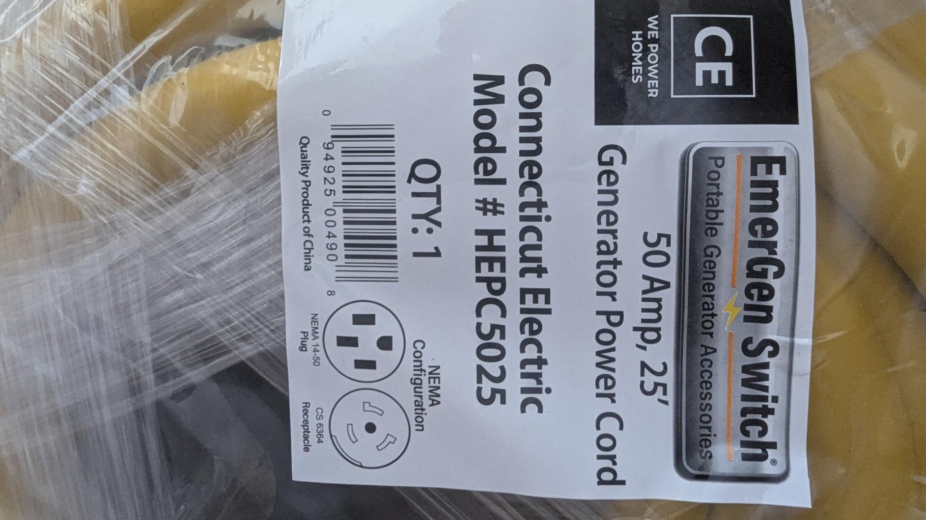 Connecticut Electric Series 2 Backup Power Manual Transfer Switch Kit, 50 Amp, 10 Circuits, with 25' Cord & Outdoor Rated 50A Inlet (Transfer Switch Kit - 25 ft Cord) customer photo 2