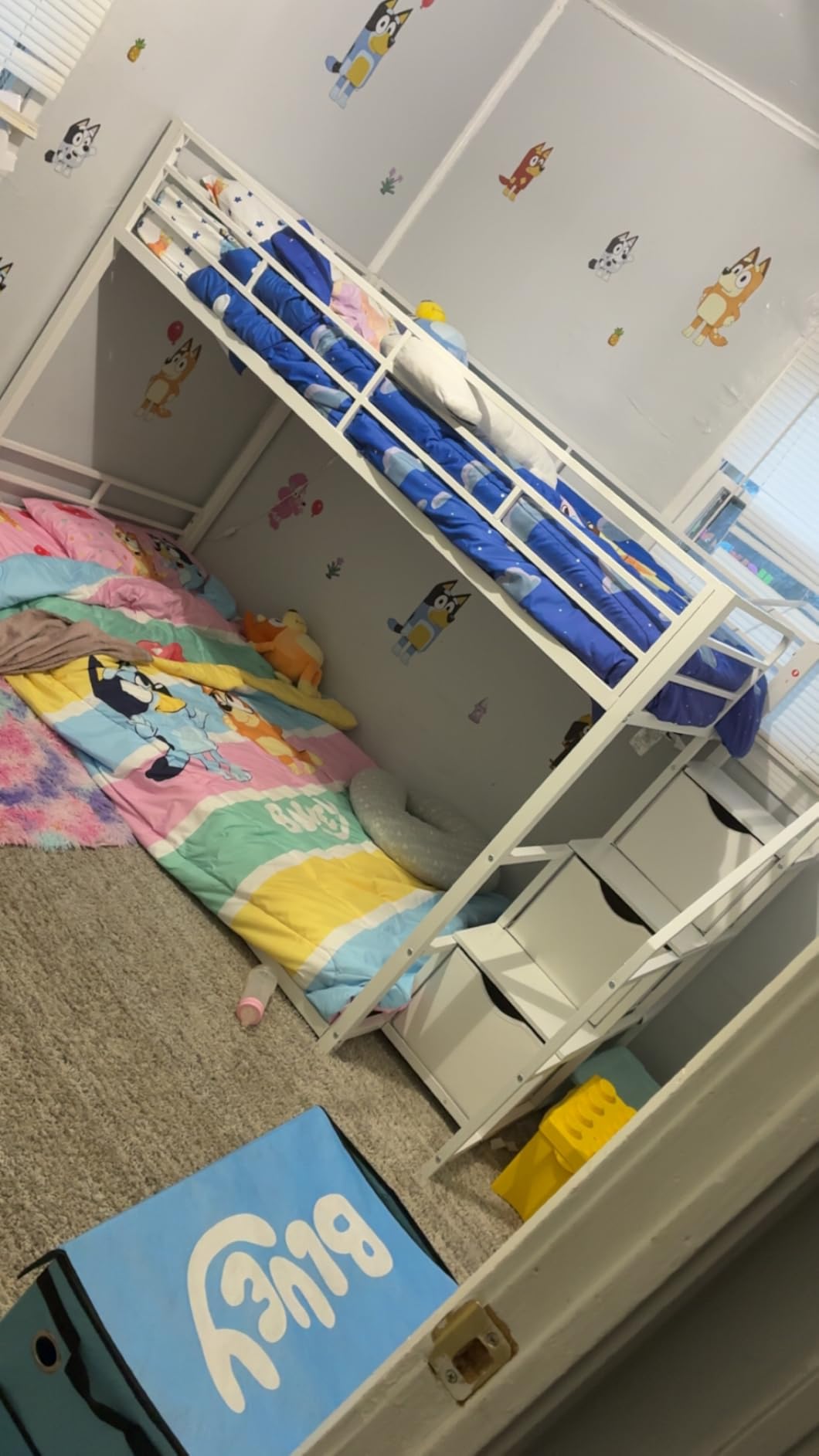 ADORNEVE Low Bunk Bed Twin Over Twin with Storage Stairs, White customer photo 1