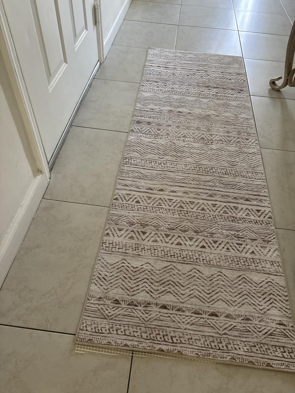 Ksrau 4x10 Runner Rug Washable Abstract: Non Slip Hallway Rugs Brown/Brick customer photo 1