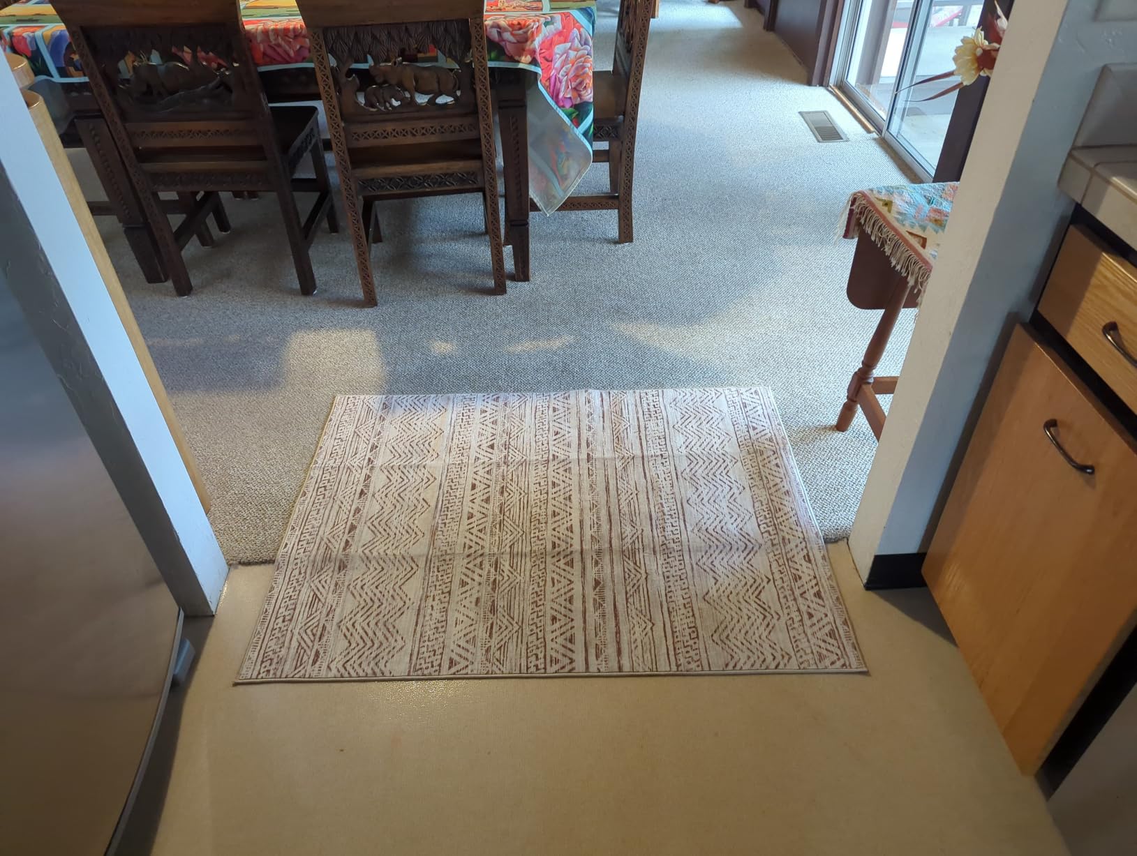 Ksrau 4x10 Runner Rug Washable Abstract: Non Slip Hallway Rugs Brown/Brick customer photo 2