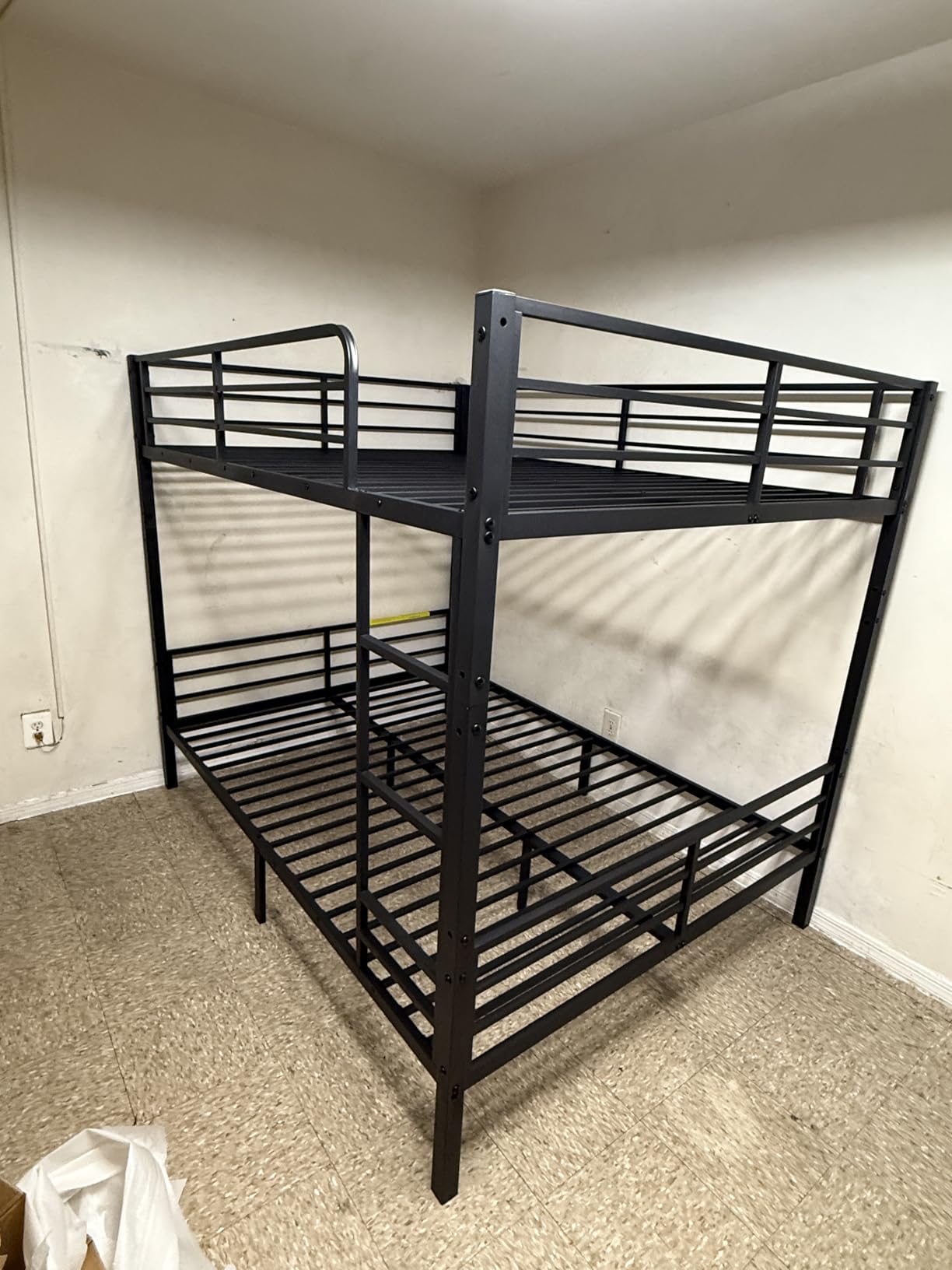 Twin Over Twin Bunk Bed Frame, Heavy Duty Metal Loft Bed for Adults/Teens, 250/400LB Capacity w/Ladder & Guardrail, Noise-Free Steel Slats, No Box Spring Required, Black customer photo 1