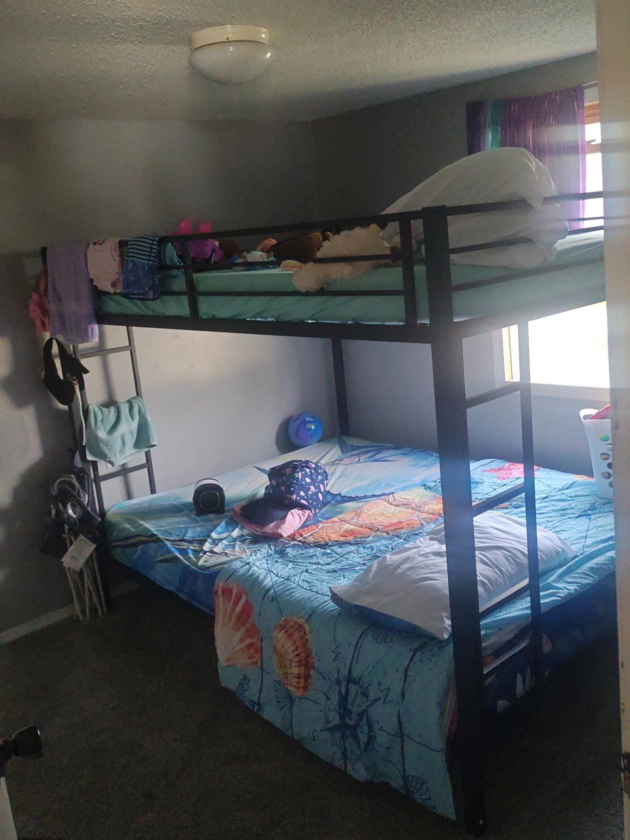 Twin Over Twin Bunk Bed Frame, Heavy Duty Metal Loft Bed for Adults/Teens, 250/400LB Capacity w/Ladder & Guardrail, Noise-Free Steel Slats, No Box Spring Required, Black customer photo 2