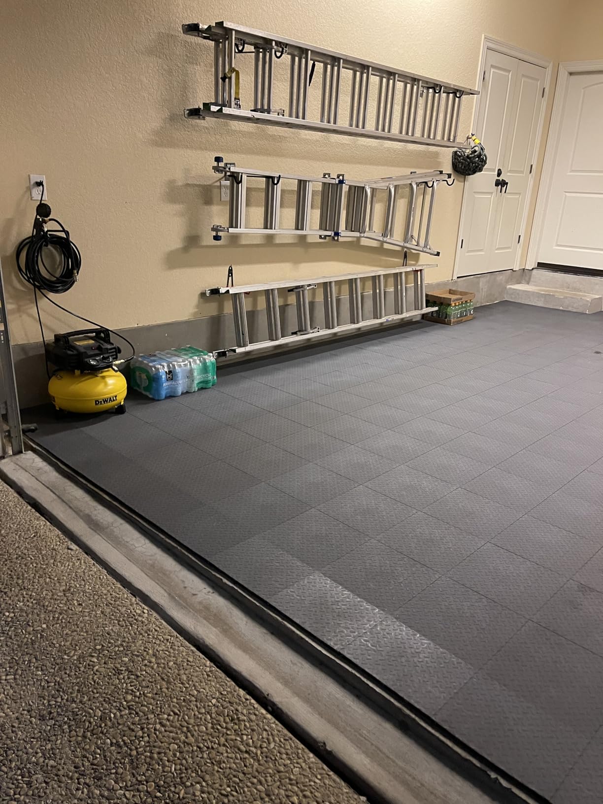 Garage Floor Tiles Interlocking Garage Flooring Tiles Pack of 48 Antislip Oil and Stain Resistant for Garages Shop Floors Basements 40000 LBS Load Capacity (Black, 12 inch x 12 inch, Drain Tiles) customer photo 1