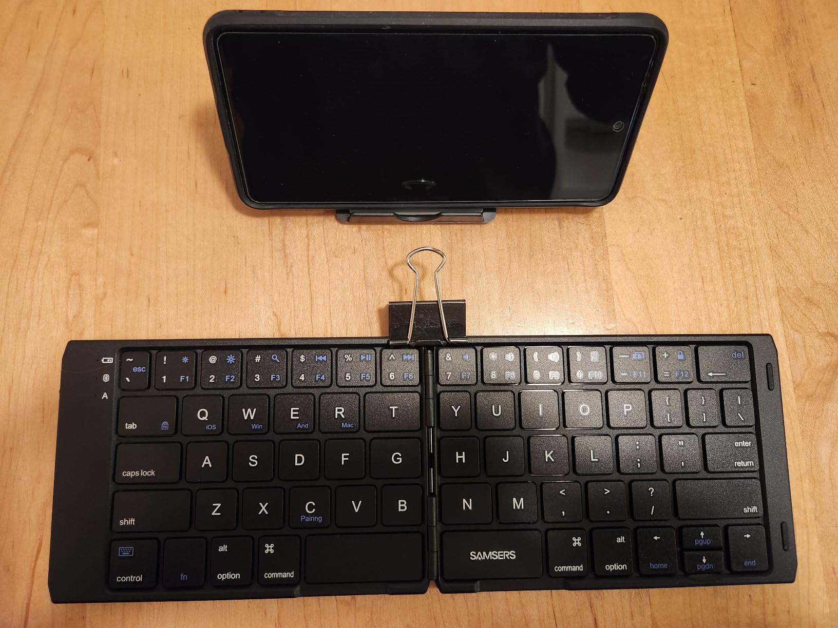 Samsers Ultra Slim Foldable Bluetooth Keyboard for Phone Tablet PC, Black customer photo 2