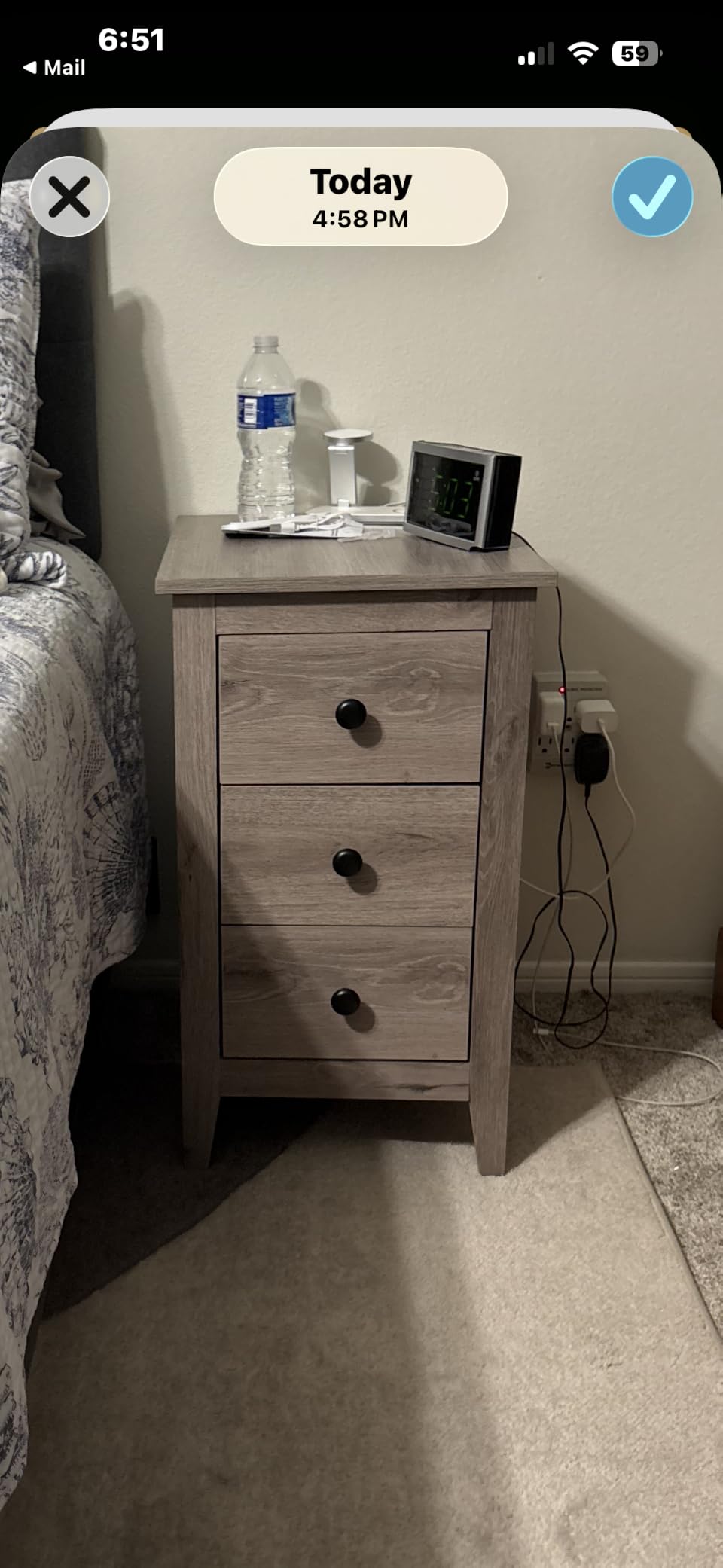 VASAGLE Side End Table with 3 Storage Drawers, Nightstand Farmhouse customer photo 1